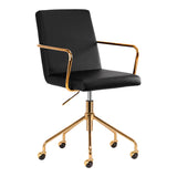 ActiveShop QS-OF211G Beauty Chair Black & Gold - full product view at an angle on a white background