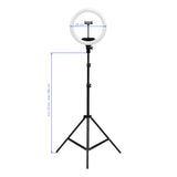 ActiveShop 13-inch LED ring light dimensions: 32 cm diameter and 70–185 cm tripod height