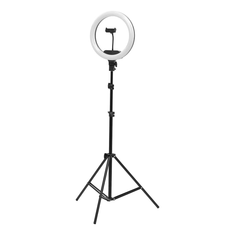 ActiveShop 13-inch LED ring light with black tripod, three-quarter view
