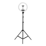 ActiveShop 13-inch LED ring light with black tripod, full front view