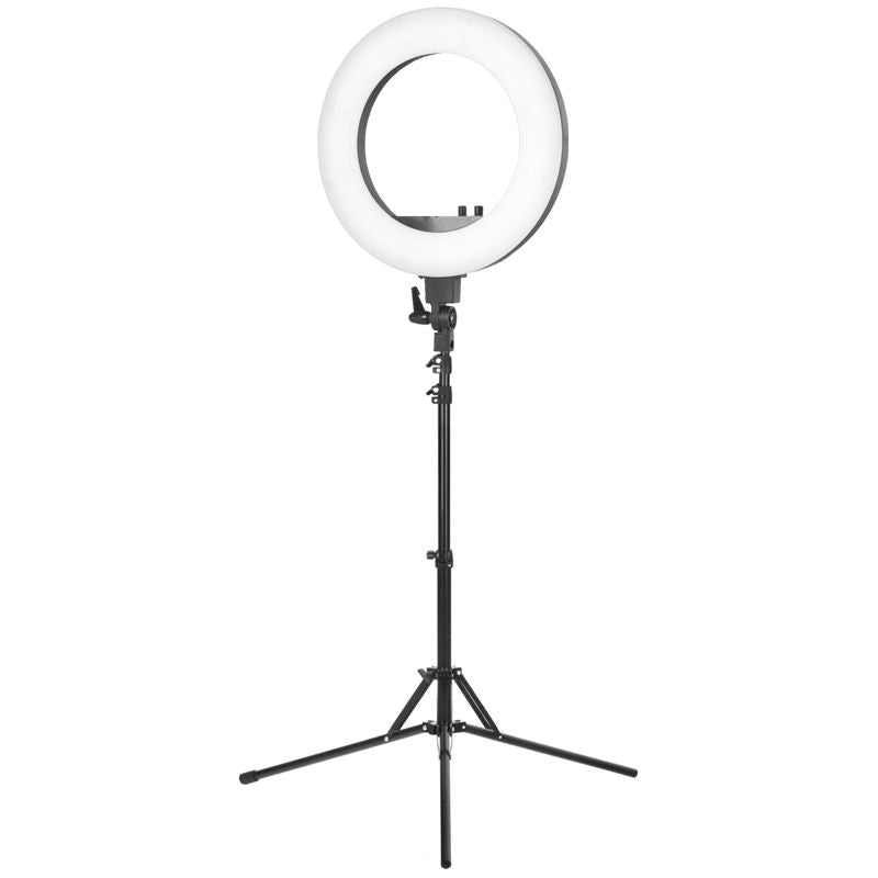 ActiveShop Ring Light 18" 48W LED with Tripod Black - arranged with the included components on a white background
