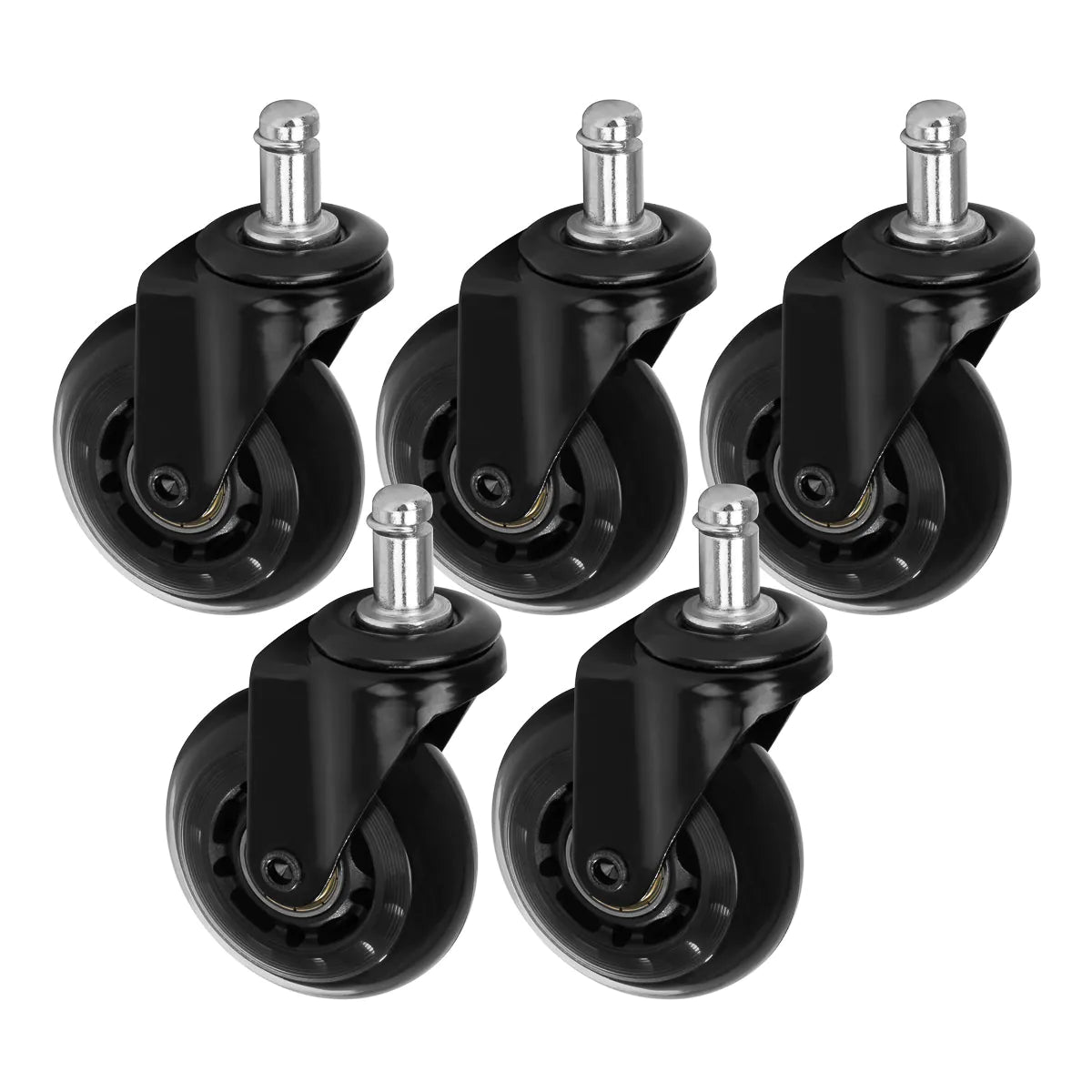 ActiveShop Roll Speed Stool Wheels Replacement Black Press-On Set - replacement stool component shown in close-up on a white background