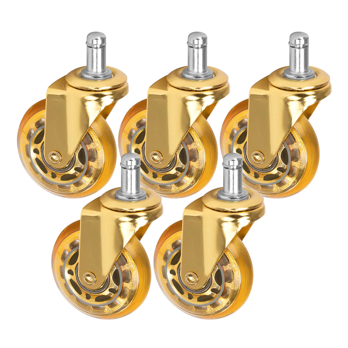 ActiveShop Roll Speed Stool Wheels Replacement Gold Press-On Set - replacement stool component shown in close-up on a white background