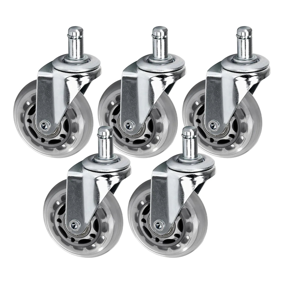 ActiveShop Roll Speed Stool Wheels Replacement Silver Press-On Set - replacement stool component shown in close-up on a white background