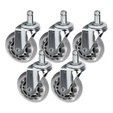 ActiveShop Roll Speed Stool Wheels Replacement Silver Press-On Set - replacement stool component shown in close-up on a white background
