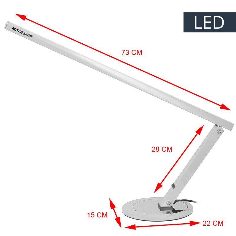 ActiveShop Slim Aluminium LED Desk Lamp - dimensions and measurements shown
