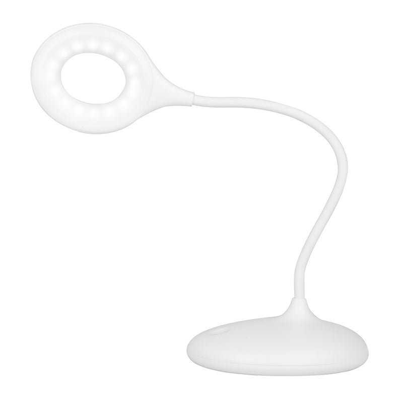 ActiveShop Snake LED Ring Desk Lamp White - LED task lamp showing its adjustable construction and controls