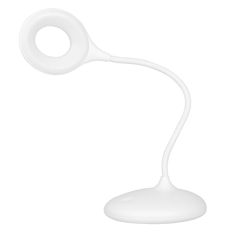 ActiveShop Snake LED Ring Desk Lamp White - LED task lamp showing its adjustable construction and controls