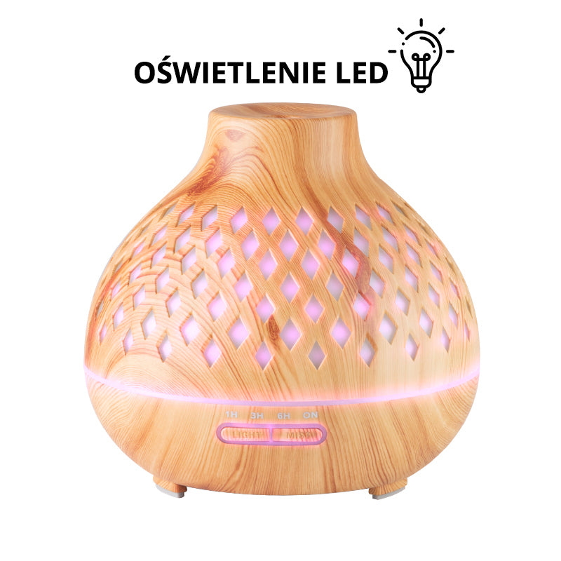 ActiveShop SPA 10 Aroma Diffuser & Air Humidifier Light Wood 400ml With Timer - arranged with the included components on a white background