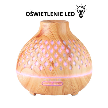ActiveShop SPA 10 Aroma Diffuser & Air Humidifier Light Wood 400ml With Timer - arranged with the included components on a white background