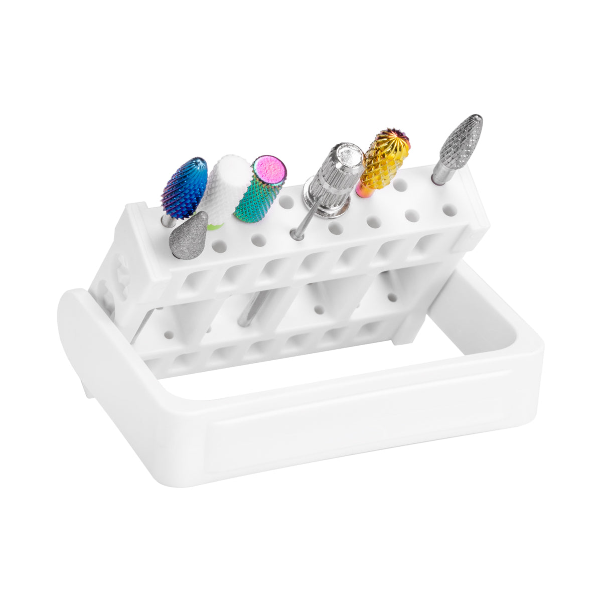 ActiveShop Stand for Exo Nail Drill Bits - arranged with the included components on a white background