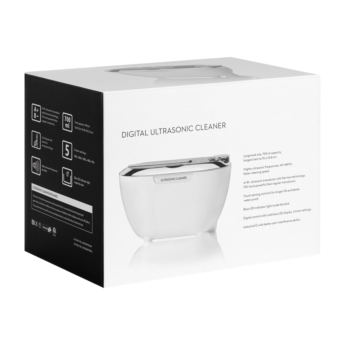 ActiveShop Ultrasonic Cleaner ACD-3840 Capacity 0.6L 31 W White - main unit with included components on a white background