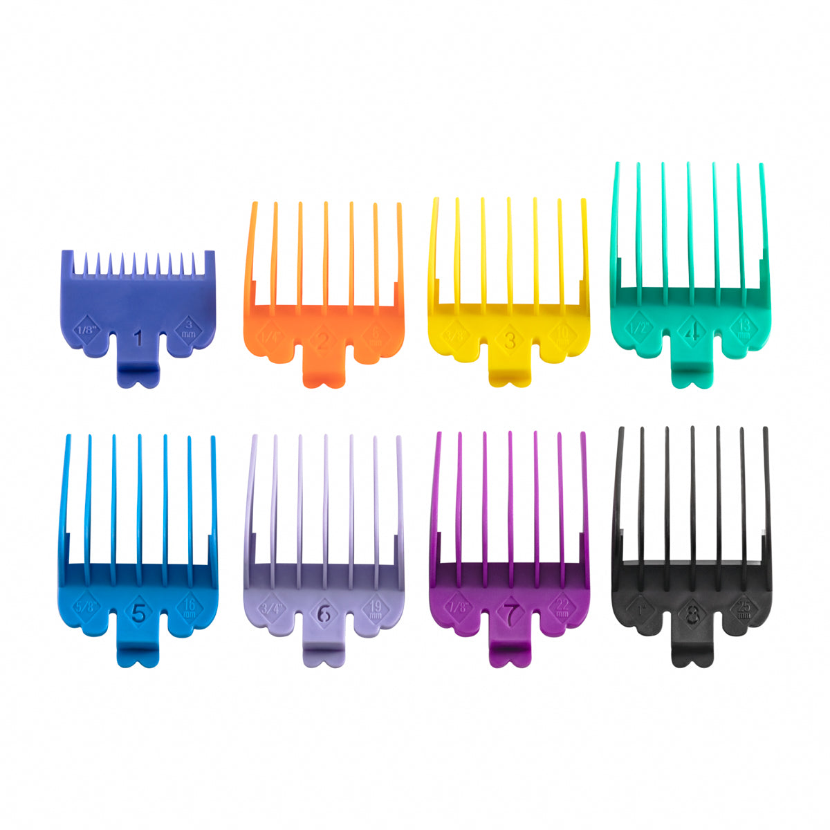 ActiveShop Universal Hair Clipper Guards - Set Of 8 - arranged with the included components on a white background
