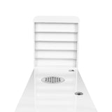 ActiveShop White Beauty Desk 310 with Built-In Absorber Right - front view showing the storage and construction details