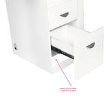 ActiveShop White Beauty Desk 310 with Built-In Absorber Right - front view showing the storage and construction details