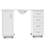 ActiveShop White Desk 2027 with Dual Cabinets & Built-In Absorber - front view showing the storage and construction details