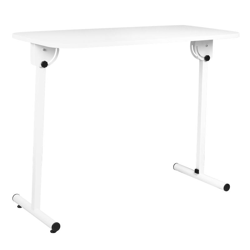 ActiveShop White Portable Folding Desk - front view showing the storage and construction details