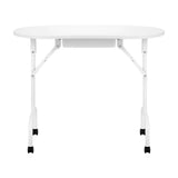 ActiveShop White Portable Folding Desk 4031 + Travel Bag - front view showing the storage and construction details