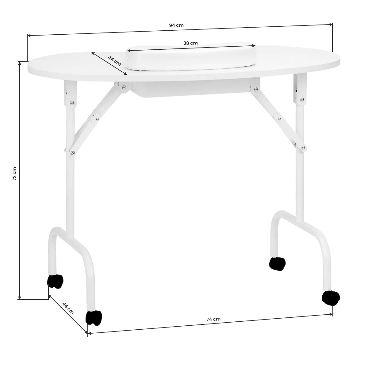 ActiveShop White Portable Folding Desk 4031 + Travel Bag - front view showing the storage and construction details