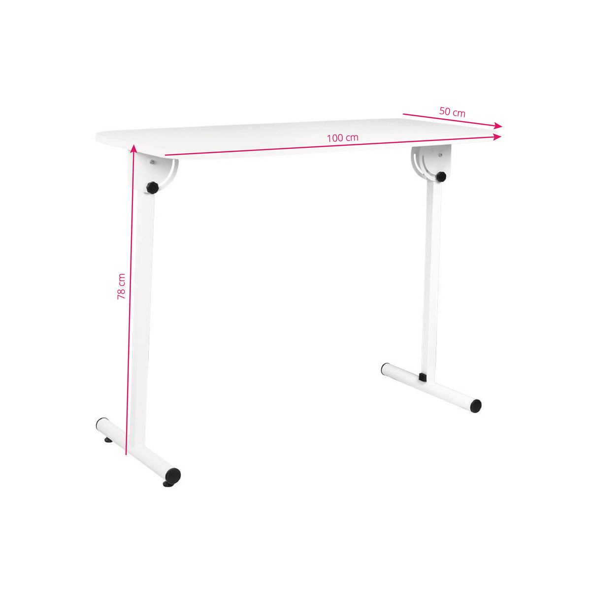 ActiveShop White Portable Folding Desk - front view showing the storage and construction details