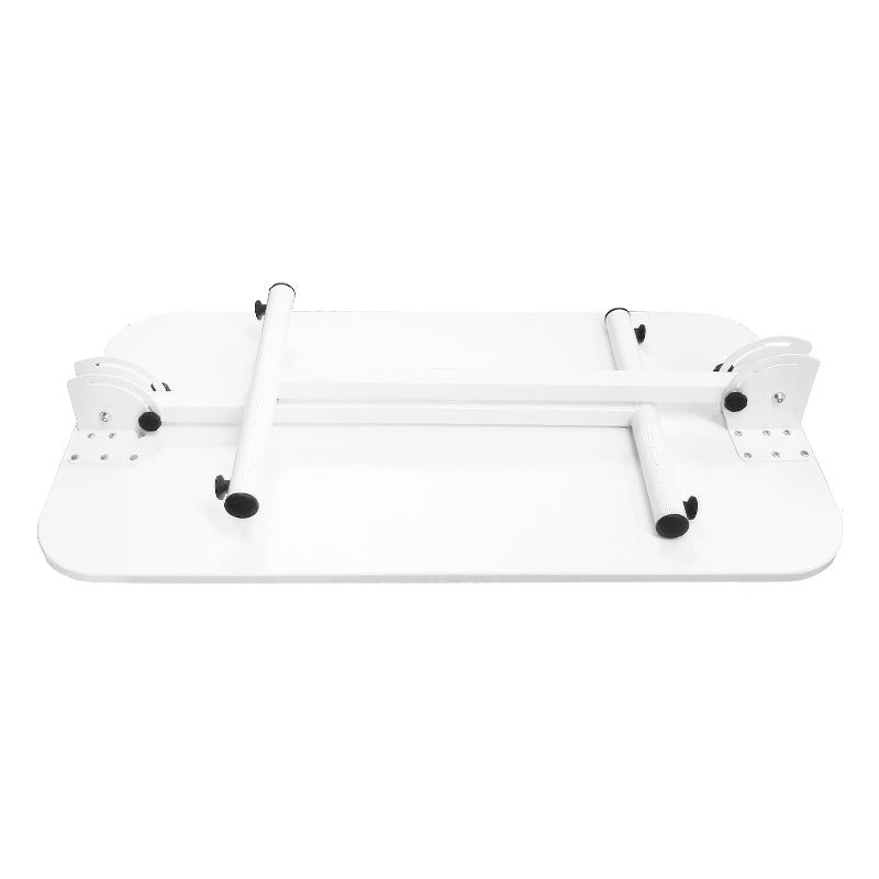 ActiveShop White Portable Folding Desk - front view showing the storage and construction details