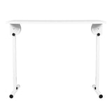 ActiveShop White Portable Folding Desk - front view showing the storage and construction details