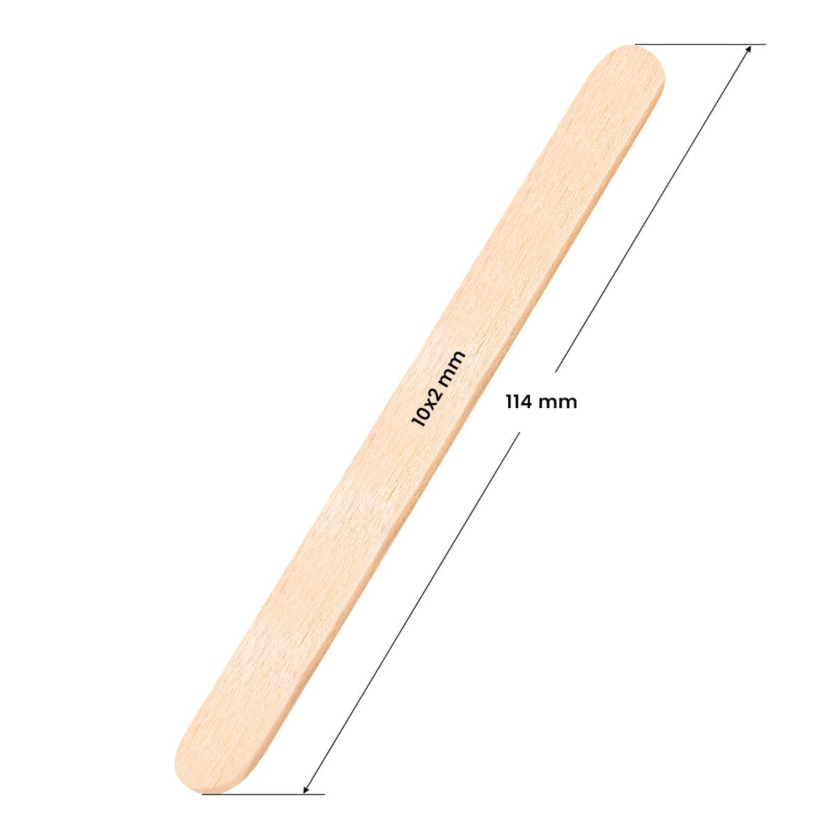 ActiveShop Wooden Spatula Medium 114 × 10 × 2mm - 100 pcs - isolated on a white background