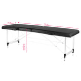 ActivFizjo Aluminium Folding Massage Table Comfort 2 Segments Black & Silver - full product view on a white background