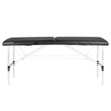 ActivFizjo Aluminium Folding Massage Table Comfort 2 Segments Black & Silver - full product view on a white background