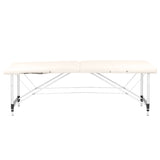 ActivFizjo Aluminium Folding Massage Table Comfort 2 Segments Cream & Silver - full product view on a white background