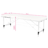 ActivFizjo Aluminium Folding Massage Table Comfort 2 Segments White & Silver - full product view on a white background