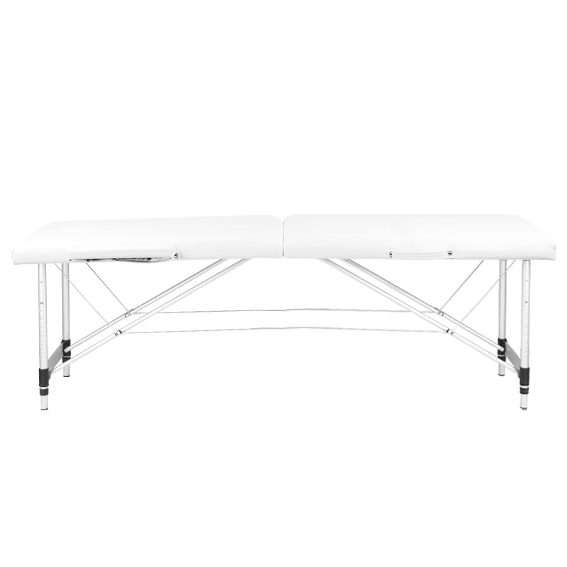 ActivFizjo Aluminium Folding Massage Table Comfort 2 Segments White & Silver - full product view on a white background