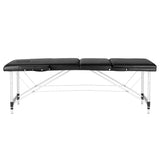 ActivFizjo Aluminium Folding Massage Table Comfort 3 Segments Black & Silver - full product view on a white background