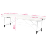 ActivFizjo Aluminium Folding Massage Table Comfort 3 Segments White & Silver - full product view on a white background