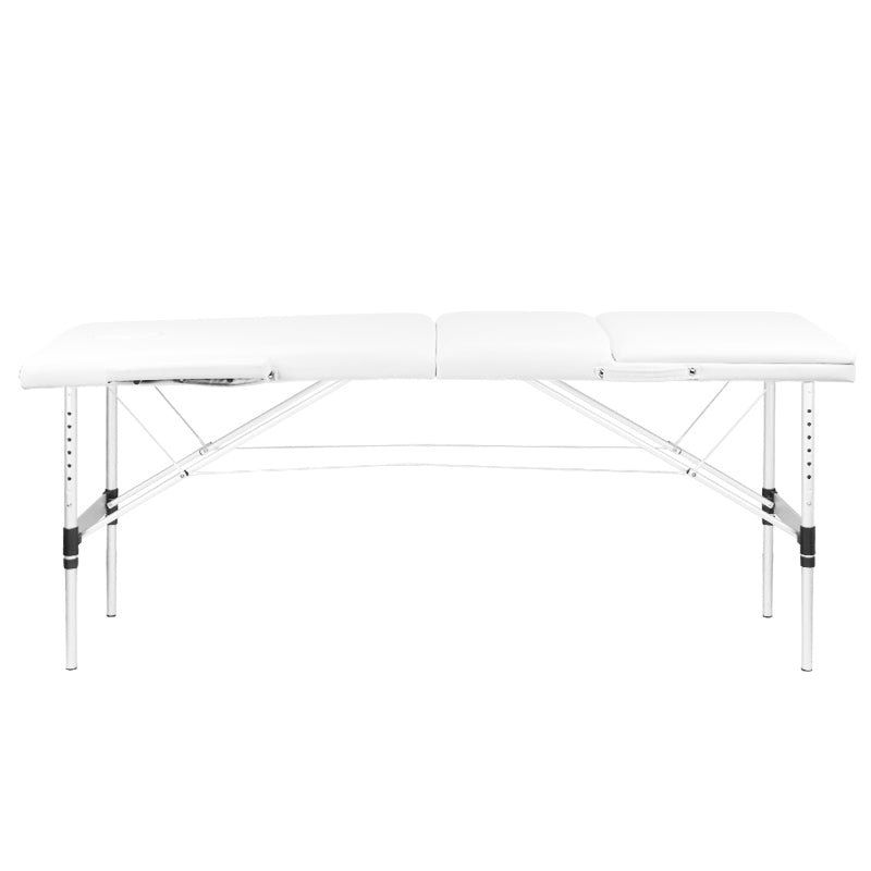 ActivFizjo Aluminium Folding Massage Table Comfort 3 Segments White & Silver - full product view on a white background