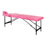 ActivFizjo Comfort Lux 2-Section Aluminium Folding Massage Table Pink & Black - full product view at an angle on a white background