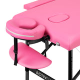 ActivFizjo Comfort Lux 2-Section Aluminium Folding Massage Table Pink & Black - displayed in a professional treatment-room setting