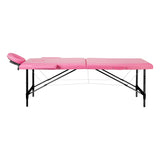 ActivFizjo Comfort Lux 2-Section Aluminium Folding Massage Table Pink & Black - full product view on a white background