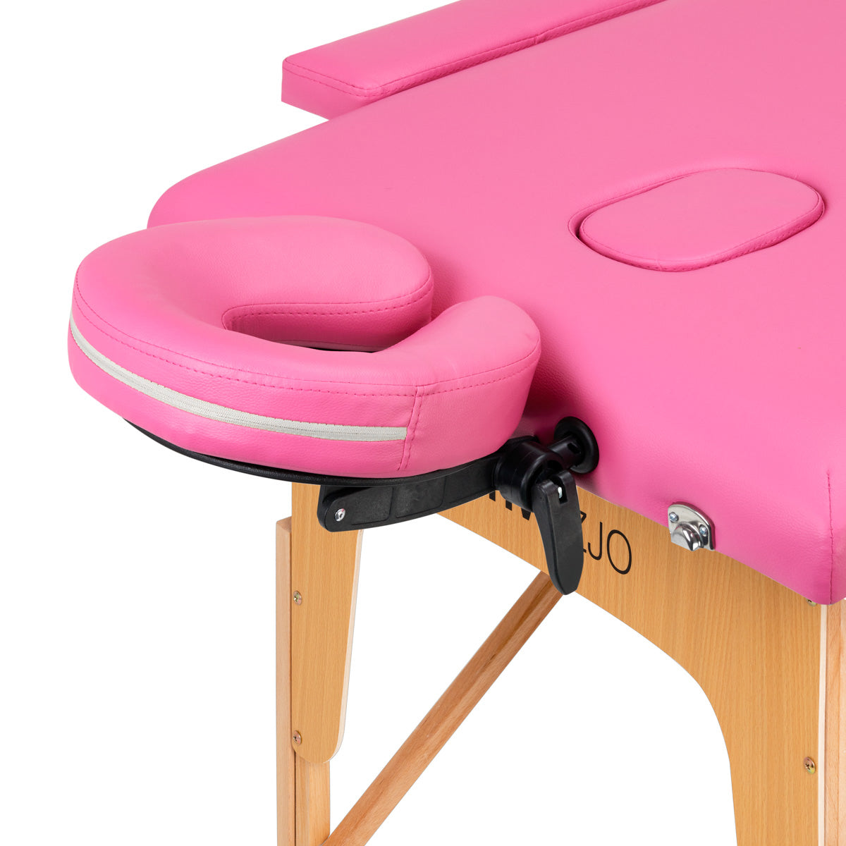 ActivFizjo Wooden Folding Massage Table Comfort Lux 2-Sections Pink - displayed in a professional treatment-room setting