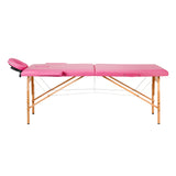 ActivFizjo Wooden Folding Massage Table Comfort Lux 2-Sections Pink - full product view on a white background