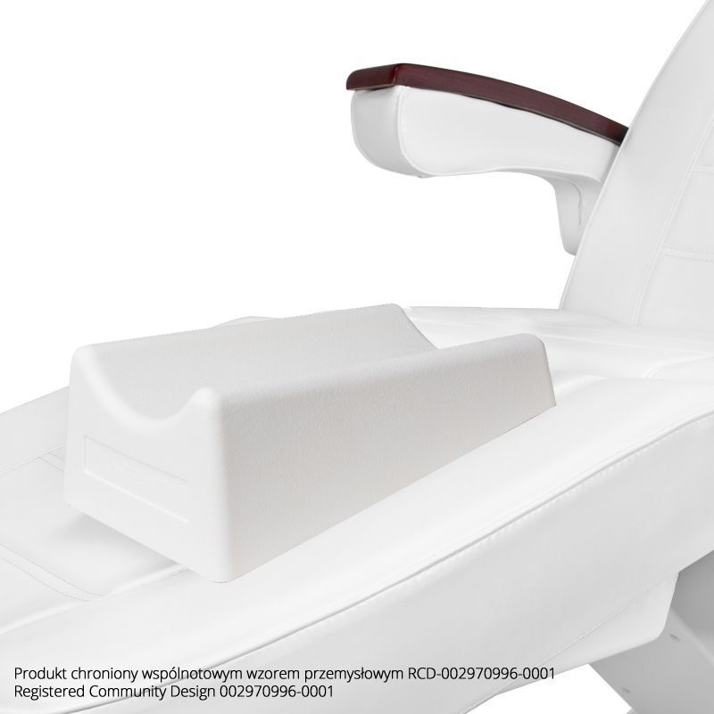 ActivPodo Pedicure Footrest For Beauty Bed White - displayed in a professional treatment-room setting