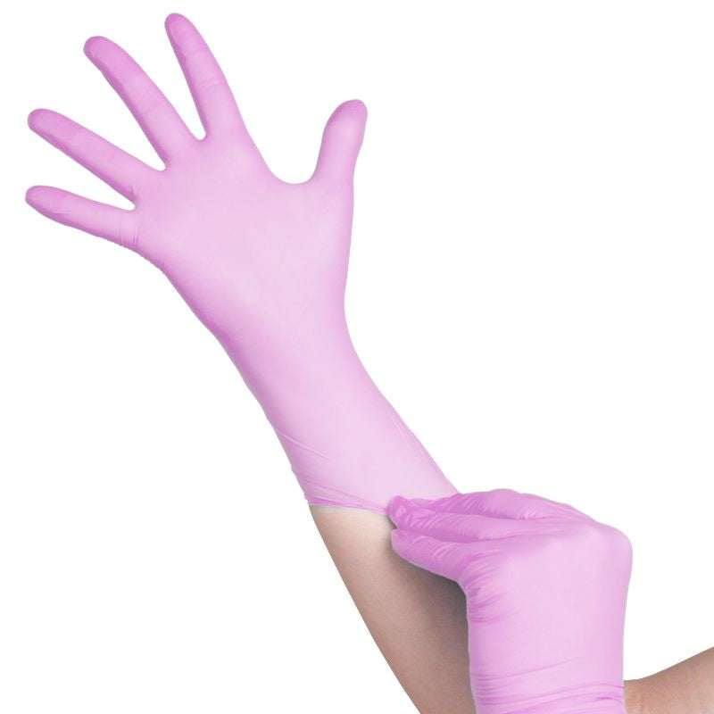 All4Med Disposable Diagnostic Nitrile Gloves Pink - isolated on a white background