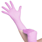 All4Med Disposable Diagnostic Nitrile Gloves Pink - isolated on a white background