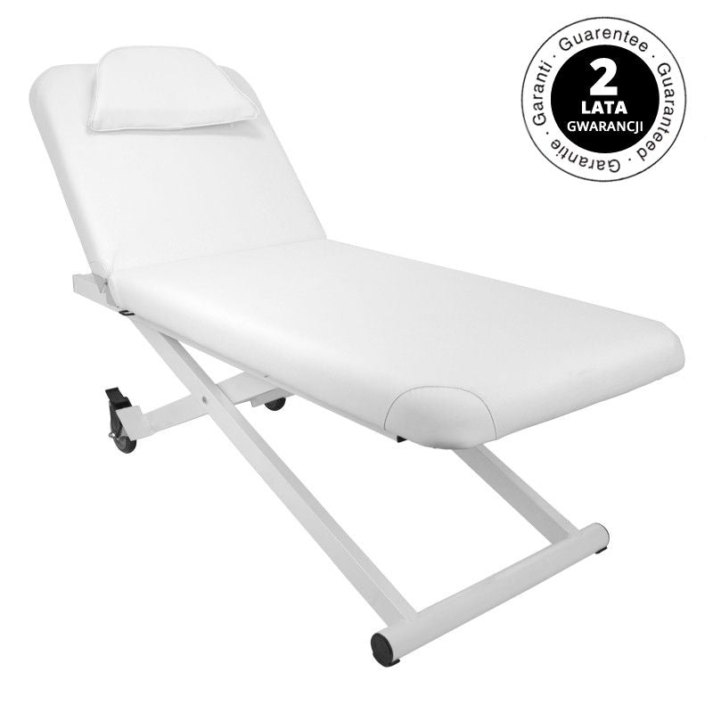Azzurro 329E 1-Motor Electric Massage Bed White - full product view on a white background