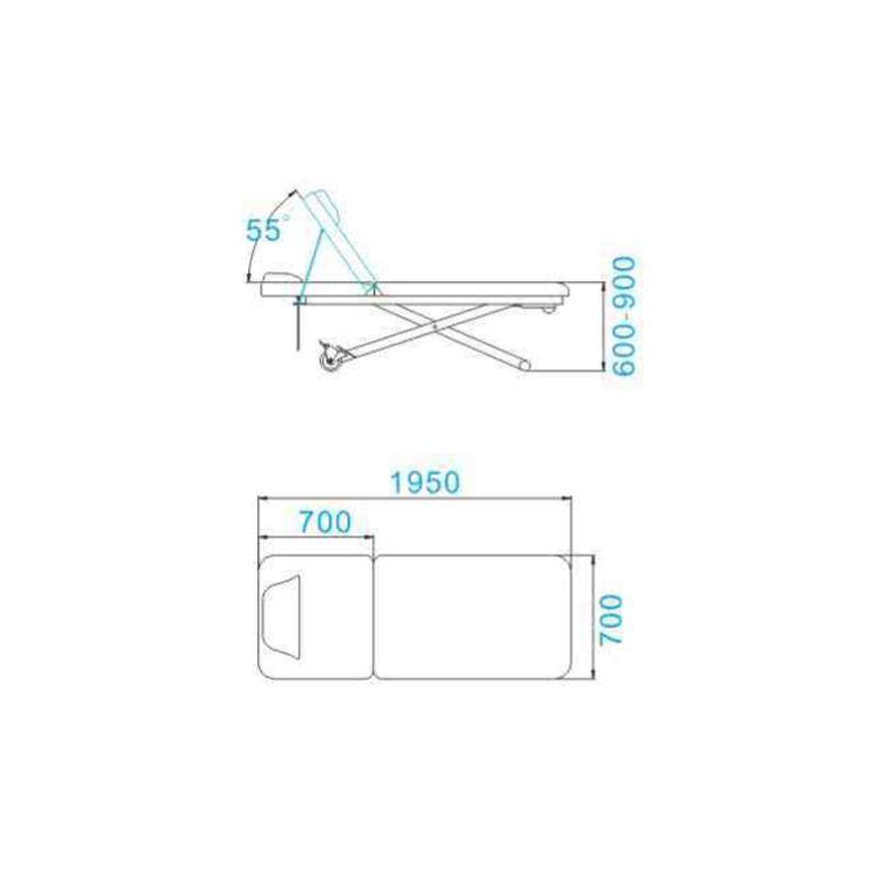 Azzurro 329E 1-Motor Electric Massage Bed White - full product view on a white background