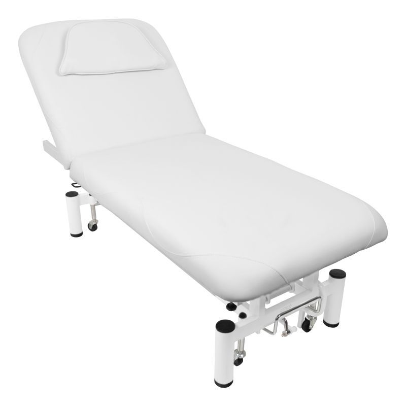 Azzurro 684 1-Motor Electric Massage Bed White - full product view at an angle on a white background
