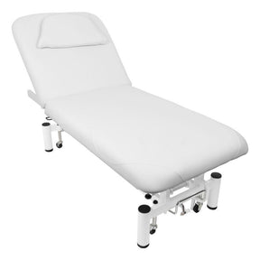 Azzurro 684 1-Motor Electric Massage Bed White - full product view at an angle on a white background
