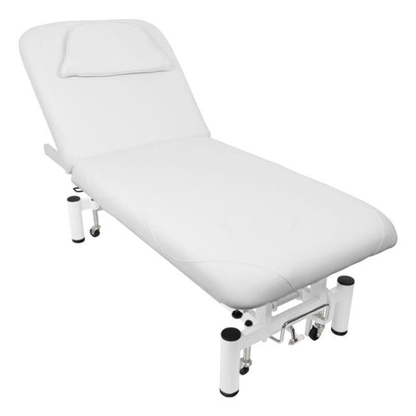 Azzurro 684 1-Motor Electric Massage Bed White - full product view at an angle on a white background
