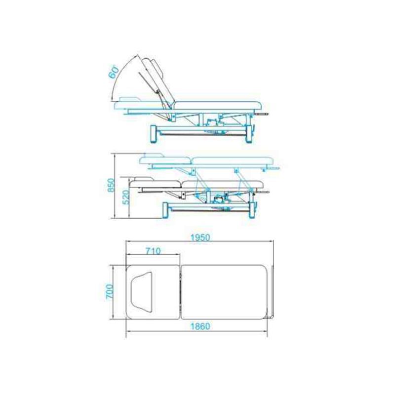 Azzurro 684 1-Motor Electric Massage Bed White - full product view on a white background