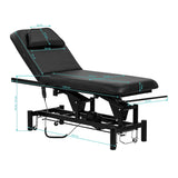 Azzurro 684A 1-Motor Electric Massage Bed Black - close-up showing the headrest, upholstery and adjustment controls